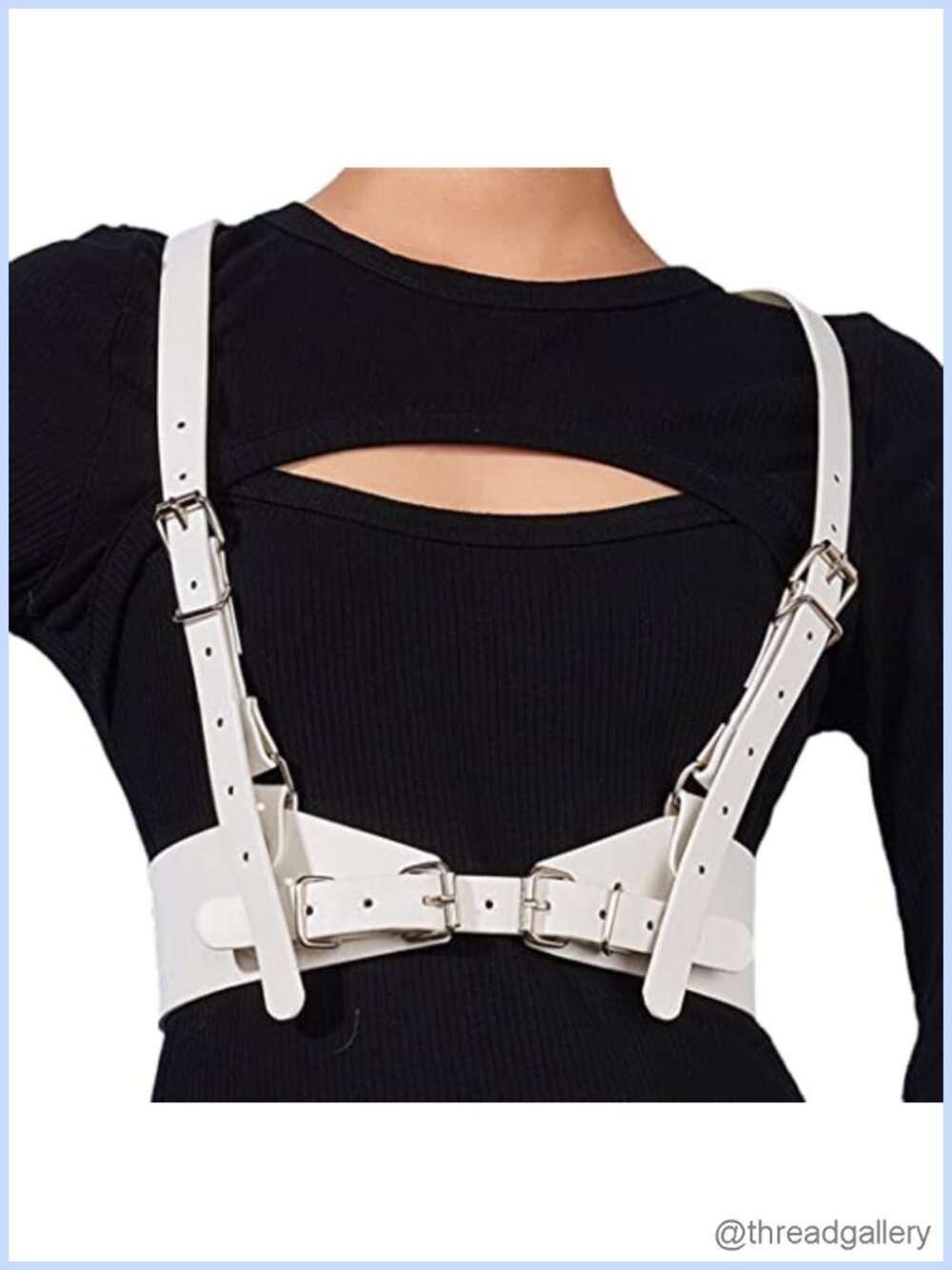 Punk Waist Belt PU Faux Leather Body Harness Chain Rave Halloween Goth